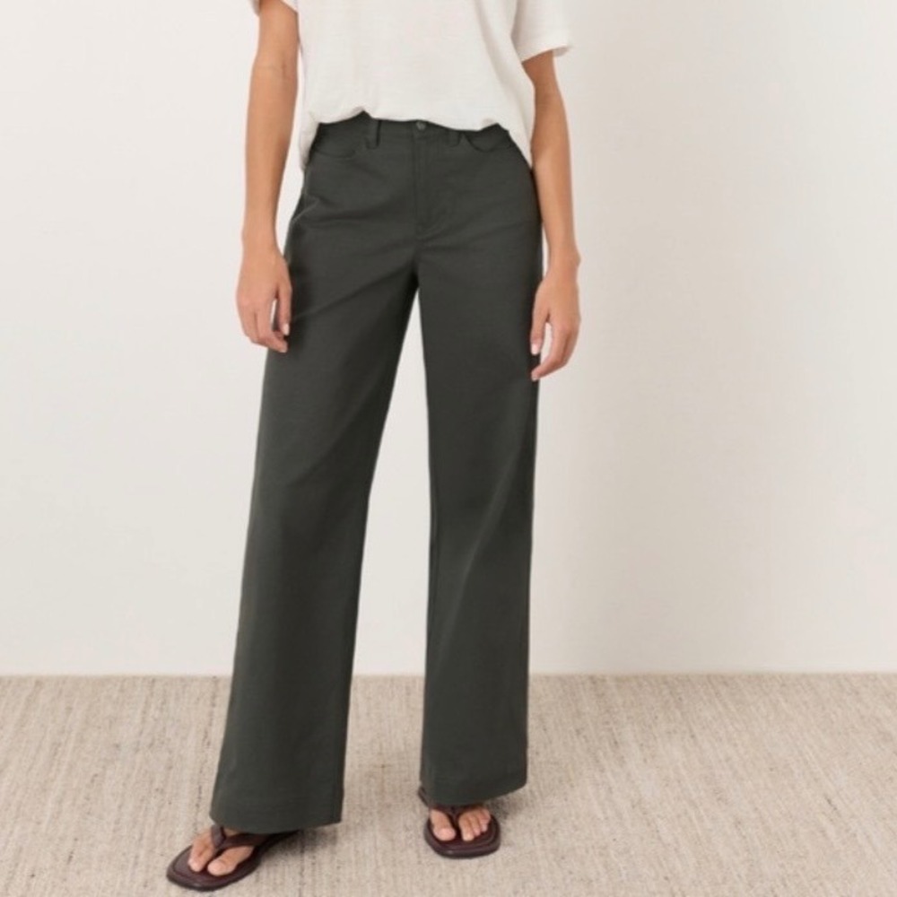 Pact Organic Cotton Wide Leg Pants in Oak Sustainable Comfy | Size S